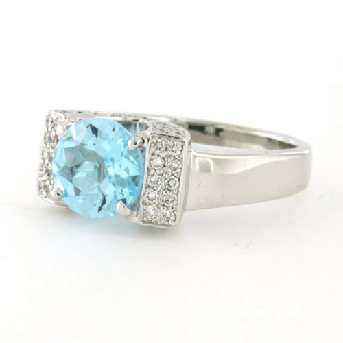 Bague 52 Bague en or blanc 14 carats sertie de topazes et de diamants 58 Facettes