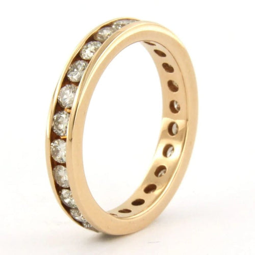 Bague 55 Bague d’éternité en or rose 18 carats avec diamants taille brillant 58 Facettes