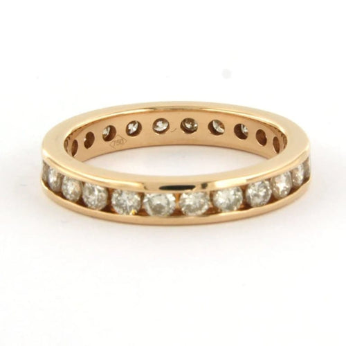 Bague 55 Bague d’éternité en or rose 18 carats avec diamants taille brillant 58 Facettes