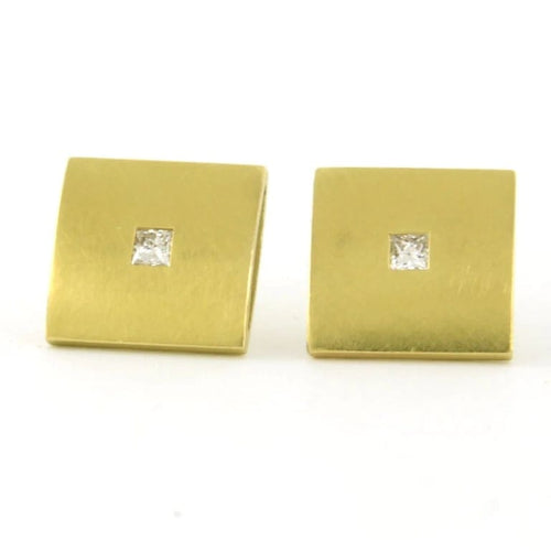 Boucles d'oreilles Boucles d'oreilles puces en or jaune 18 carats et diamants princesse 58 Facettes