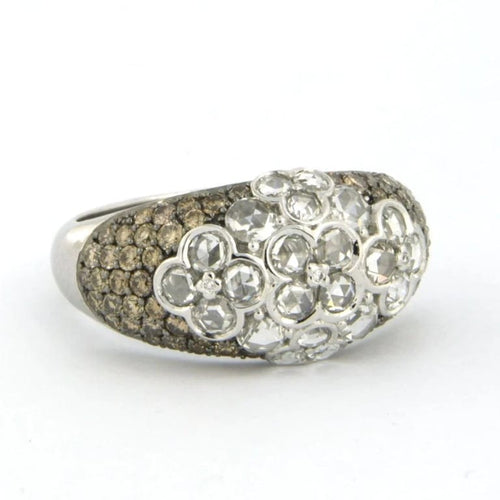 Bague 53 Bague en or blanc 18 carats sertie de diamants taille rose et brillant 58 Facettes