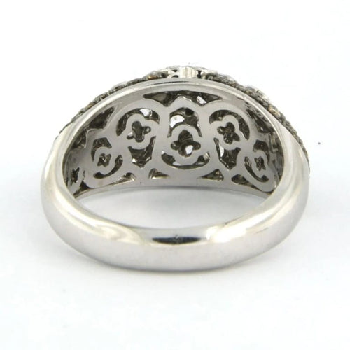 Bague 53 Bague en or blanc 18 carats sertie de diamants taille rose et brillant 58 Facettes