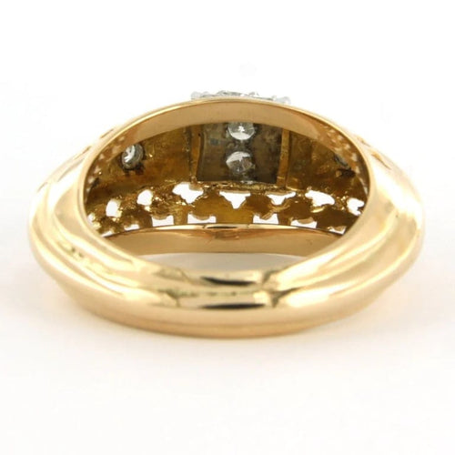 Bague 55 Bague rétro en or rouge 14 carats et platine 850 avec diamants 0,35 ct 58 Facettes