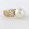 Bague 55 Bague en or jaune 18 carats avec perle et diamants 58 Facettes