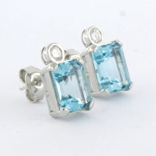 Boucles d'oreilles Boucles d’oreilles puces en or blanc 14 carats avec topazes et diamants 58 Facettes