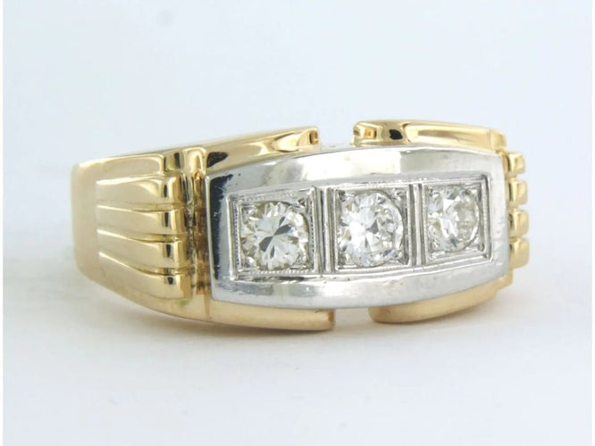 Bague 60 Bague Tank bicolore en or 18 carats sertie de diamants 58 Facettes