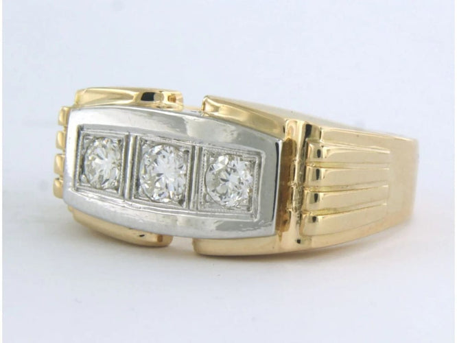 Bague 60 Bague Tank bicolore en or 18 carats sertie de diamants 58 Facettes