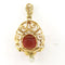 Pendentif Pendentif en or jaune 14 carats serti de corail et perle 58 Facettes