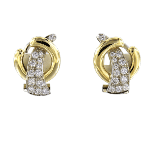 Boucles d'oreilles Boucles d’oreilles clips bicolores en or 14 carats et diamants 58 Facettes