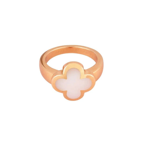 Bague 59 Van Cleef & Arpels Pure Alhambra - Bague en or jaune 18k et nacre blanche 58 Facettes