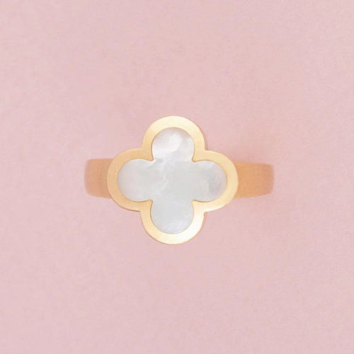 Bague 59 Van Cleef & Arpels Pure Alhambra - Bague en or jaune 18k et nacre blanche 58 Facettes