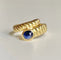 Bague 53 Bague serpent godronnée en or jaune 18k et saphir cabochon 58 Facettes