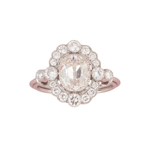 Bague 52.5 Bague en platine sertie de diamants, 1,51 ct 58 Facettes