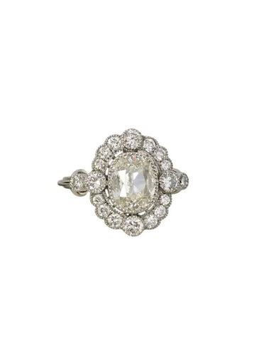 Bague 52.5 Bague en platine sertie de diamants, 1,51 ct 58 Facettes