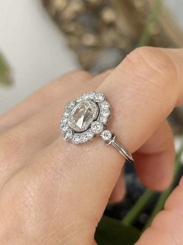 Bague 52.5 Bague en platine sertie de diamants, 1,51 ct 58 Facettes
