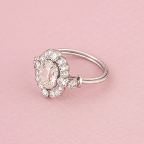 Bague 52.5 Bague en platine sertie de diamants, 1,51 ct 58 Facettes