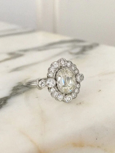 Bague 52.5 Bague en platine sertie de diamants, 1,51 ct 58 Facettes