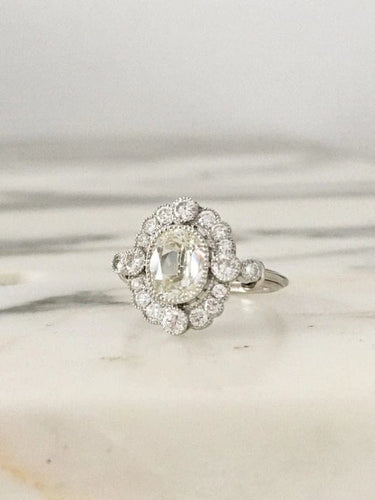 Bague 52.5 Bague en platine sertie de diamants, 1,51 ct 58 Facettes