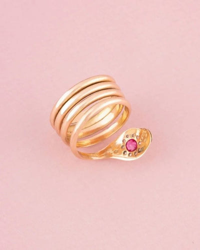 Bague 64-65 Bague serpent ancienne en or rose 18k, rubis et diamants 58 Facettes