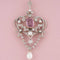 Pendentif Pendentif Belle Époque en or jaune 18K et platine, diamants, perles et saphir rose 58 Facettes