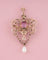 Pendentif Pendentif Belle Époque en or jaune 18K et platine, diamants, perles et saphir rose 58 Facettes