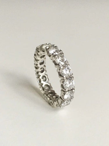 Bague 51 Alliance américaine - Bague en platine sertie de diamants 58 Facettes