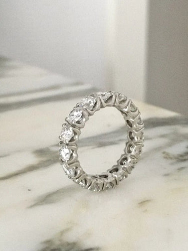 Bague 51 Alliance américaine - Bague en platine sertie de diamants 58 Facettes