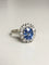 Bague 58.5 Bague pompadour en or blanc 18 k et platine, saphir de Ceylan et diamants 58 Facettes