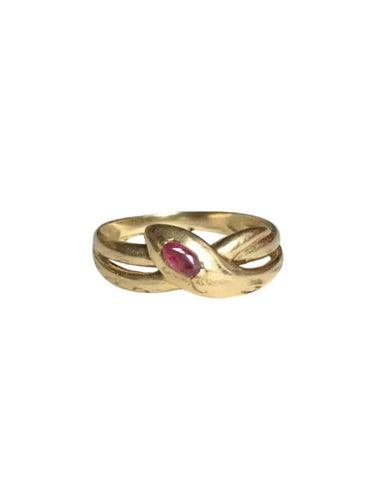 Bague 49 Bague serpent enroulé en or jaune 18k et rubis 58 Facettes