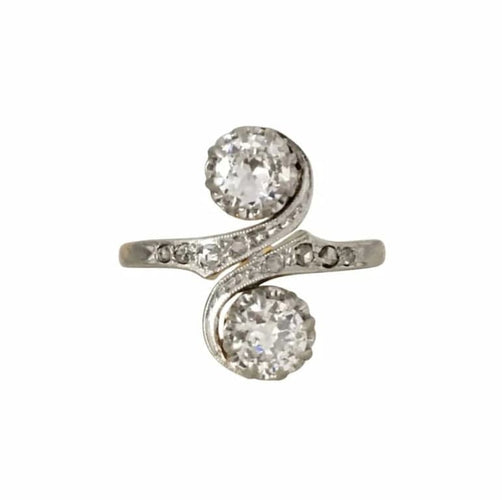 Bague 52 Bague toi et moi Belle Époque en or jaune 18k, platine et diamants 58 Facettes
