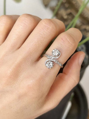 Bague 52 Bague toi et moi Belle Époque en or jaune 18k, platine et diamants 58 Facettes