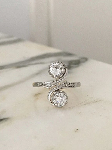Bague 52 Bague toi et moi Belle Époque en or jaune 18k, platine et diamants 58 Facettes