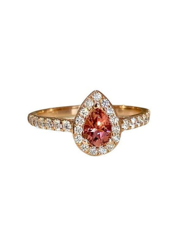 Bague 54 Bague en or rose 18K avec tourmaline rose et diamants 58 Facettes