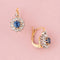 Boucles d'oreilles Belle Époque - Boucles d’oreilles dormeuses en or rose, platine, saphirs et diamants 58 Facettes