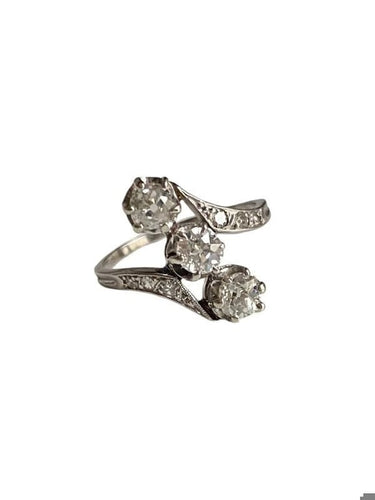 Bague 51 Bague Belle Époque en platine sertie de diamants 58 Facettes
