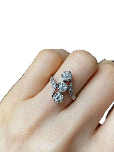 Bague 51 Bague Belle Époque en platine sertie de diamants 58 Facettes