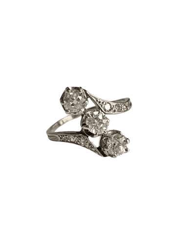Bague 51 Bague Belle Époque en platine sertie de diamants 58 Facettes