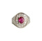 Bague 54 Bague chevalière en or gris 18K avec rubis et diamants 58 Facettes