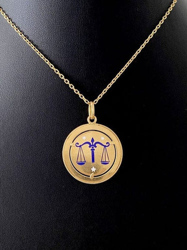 Pendentif Pendentif signe du zodiaque Balance en or jaune 18K 58 Facettes