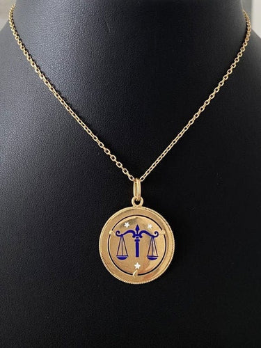Pendentif Pendentif signe du zodiaque Balance en or jaune 18K 58 Facettes