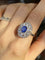 Bague 57 Bague marguerite en or blanc 18K avec saphir et diamants 58 Facettes