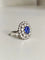 Bague 57 Bague marguerite en or blanc 18K avec saphir et diamants 58 Facettes
