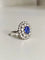 Bague 57 Bague marguerite en or blanc 18K avec saphir et diamants 58 Facettes