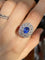 Bague 57 Bague marguerite en or blanc 18K avec saphir et diamants 58 Facettes