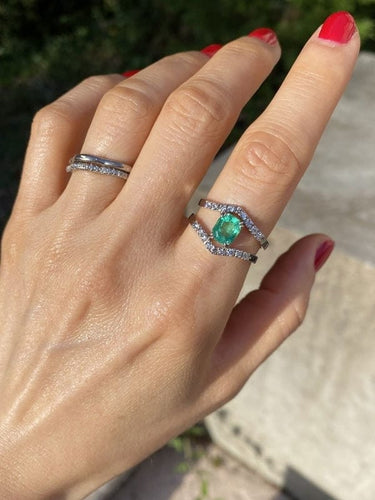 Bague 58.5 Bague - Or blanc 18K, émeraude et diamants 58 Facettes