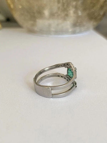 Bague 58.5 Bague - Or blanc 18K, émeraude et diamants 58 Facettes