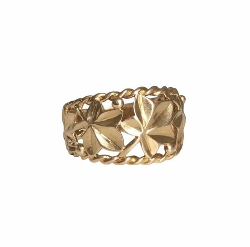 Bague 52 Bague motif végétal en or jaune 18K 58 Facettes