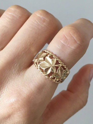Bague 52 Bague motif végétal en or jaune 18K 58 Facettes