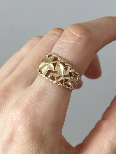 Bague 52 Bague motif végétal en or jaune 18K 58 Facettes