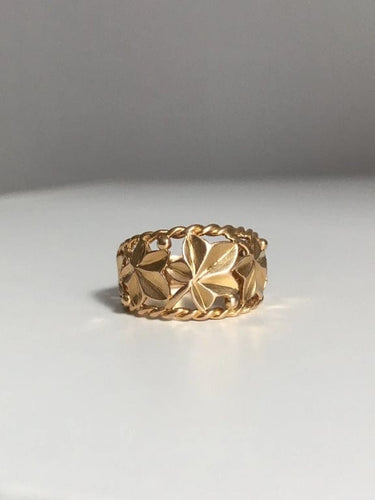 Bague 52 Bague motif végétal en or jaune 18K 58 Facettes
